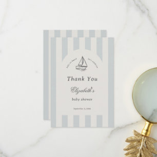 Carte De Remerciements Bébé à Bord Élégant Voilier Bleu