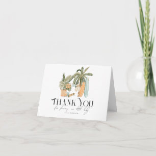 Carte De Remerciements Bébé à bord Palm Tree Surfboard Baby shower