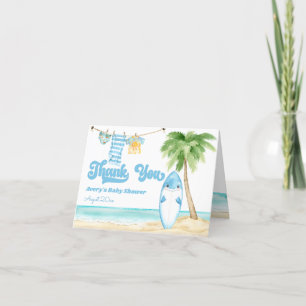 Carte De Remerciements Bébé à bord Surfing Boy Baby shower