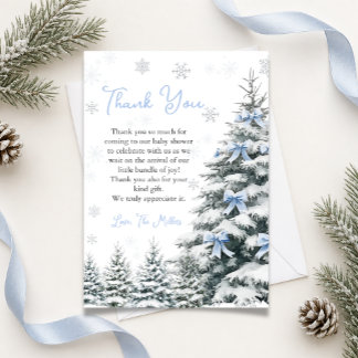 Carte De Remerciements Bébé au Nœud Bleu C'est Froid Dehors Baby Shower d