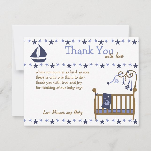 Carte De Remerciements Bébé bleu (Devant)