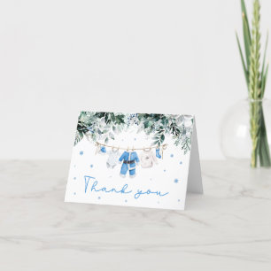 Carte De Remerciements Bébé bleu garçon Noël Père Noël Baby shower bébé