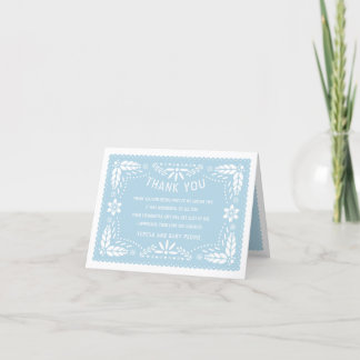 Carte De Remerciements Bébé bleu papel picado Baby shower de style mexica