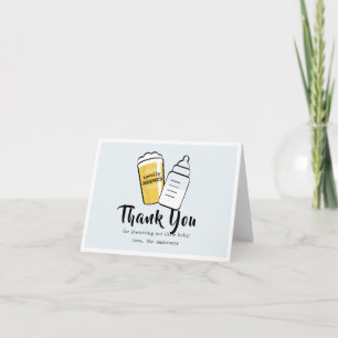 Carte De Remerciements Bébé brasse de la bière Biberon Bébé Bleu Baby Sho
