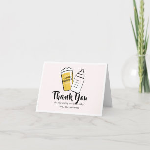 Carte De Remerciements Bébé brasse de la bière Biberon rose Baby Shower