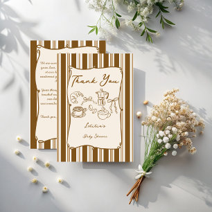 Carte De Remerciements Bébé brasse des rayures rétro café baby shower