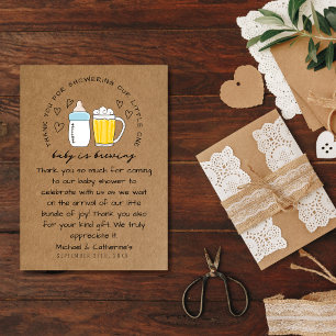 Carte De Remerciements Bébé Brûle Bouteille Bière Baby shower en verre