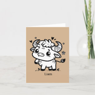 Carte De Remerciements Bébé Buffle Fluffy - Animal de Ferme Mignon