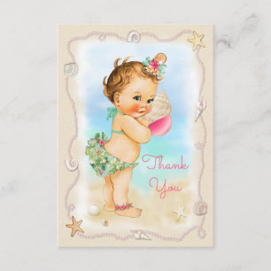 Carte De Remerciements Bébé conque de remerciement de plage aux cheveux r