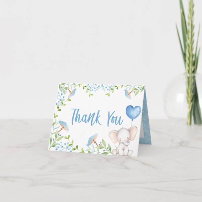 Carte de remerciements bébé éléphant (Devant)