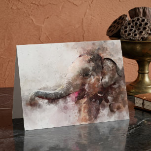 Carte De Remerciements Bébé éléphant d'Asie mignon, heureux et joueur 