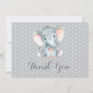 Carte De Remerciements Bébé éléphant gris mignon