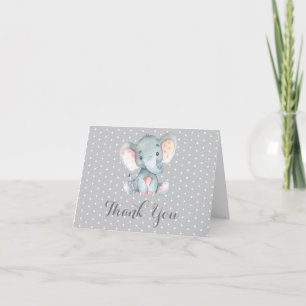Carte De Remerciements Bébé éléphant gris mignon