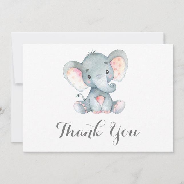 Carte De Remerciements Bébé éléphant mignon gris (Devant)