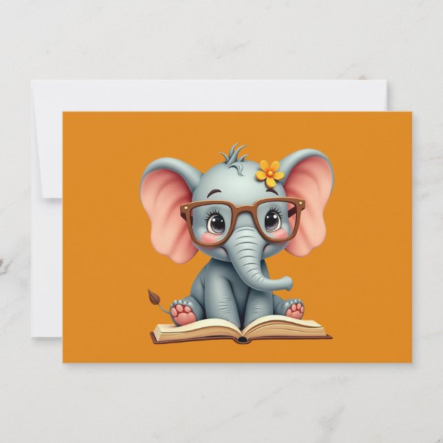 Carte De Remerciements Bébé éléphant sage (Devant)