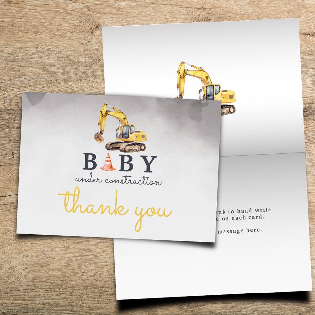 Carte De Remerciements Bébé en construction Baby shower (Créateur téléchargé)