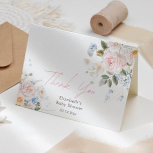 Carte De Remerciements Bébé En Fleur Baby shower rose Floral