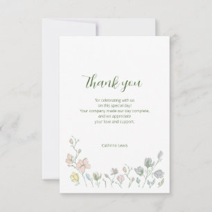 Carte De Remerciements Bébé en fleur Baby shower Sexe Neutre
