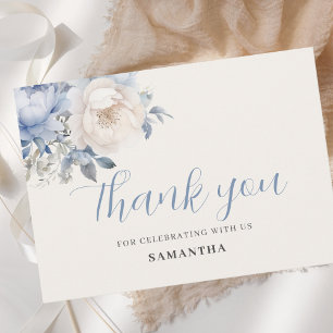 Carte De Remerciements Bébé En Fleur Garçon Bleu Floral Douche