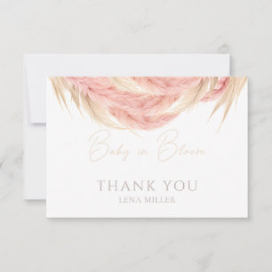Carte De Remerciements Bébé en Fleur Pampas Baby shower en herbe