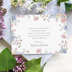 Carte De Remerciements Bébé en fleurs Baby Shower aux fleurs sauvages pas