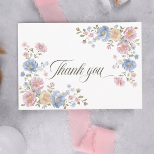 Carte De Remerciements Bébé en fleurs Baby Shower Pastel Fleurs Sauvages