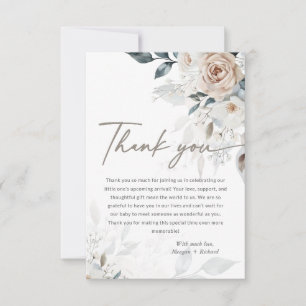 Carte De Remerciements Bébé en fleurs Baby shower Rose Floral Français