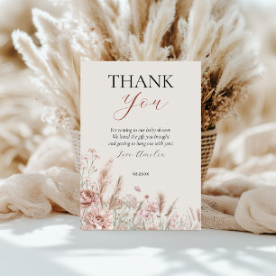 Carte De Remerciements Bébé en fleurs beige élégant