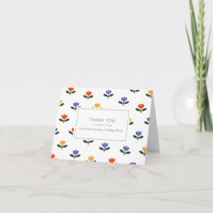 Carte De Remerciements Bébé en fleurs Fête de bébé couleur audacieuse