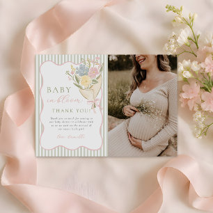 Carte De Remerciements Bébé en fleurs fille fleurie Baby Shower Photo