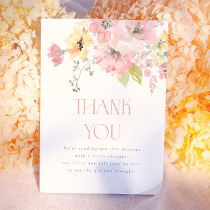 Carte De Remerciements Bébé en fleurs rose fuchsia Baby Shower Fille Fleu