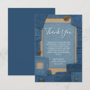 Carte De Remerciements Bébé en Jean Bleu Baby Shower