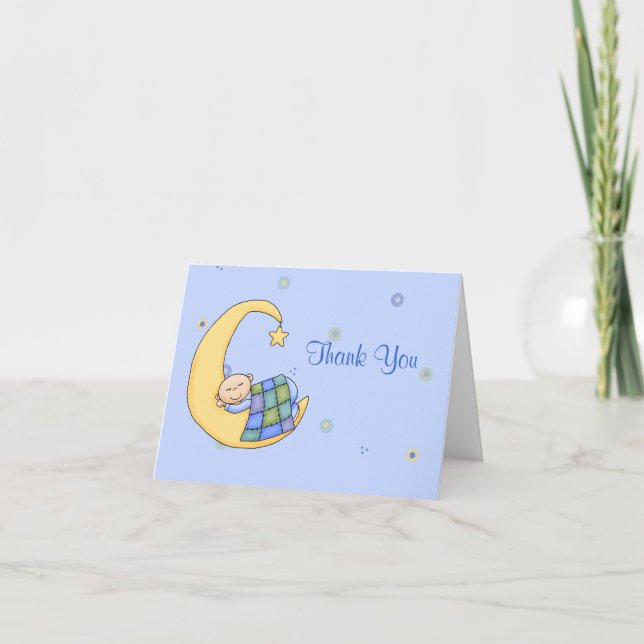 Carte de remerciements bébé et lune (Devant)