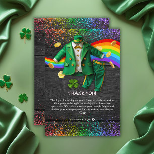 Carte De Remerciements Bébé fête de la Saint-Patrick Or Arc-en-Ciel Trèfl