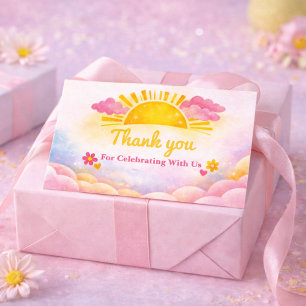 Carte De Remerciements bébé fille douche aquarelle