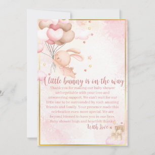 Carte De Remerciements Bébé Fille Lapin Baby Shower