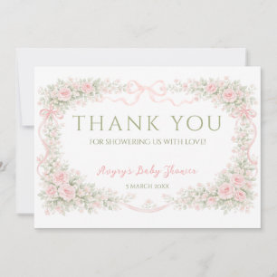 Carte De Remerciements Bébé Fleur Bébé Fille en Fleur Cérémonie de Naissa