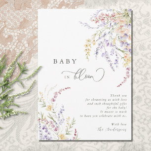 Carte De Remerciements Bébé fleur sauvage dans le Baby shower en fleurs