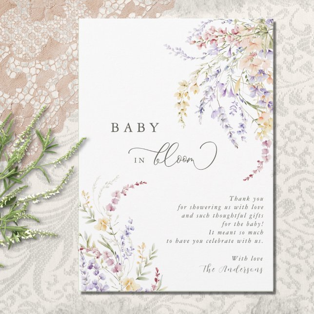 Carte De Remerciements Bébé fleur sauvage dans le Baby shower en fleurs (Créateur téléchargé)