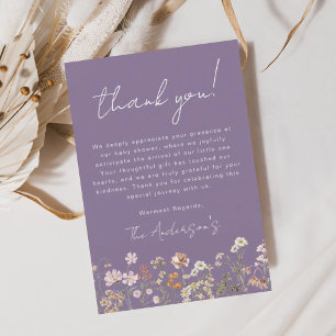 Carte De Remerciements Bébé Fleur sauvage pourpre dans le Baby shower en 