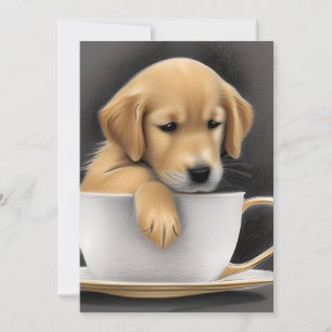 Carte De Remerciements Bébé Golden Retriever dans un graphique de la coup