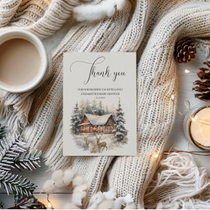 Carte De Remerciements Bébé Il fait froid dehors Hiver Cerf de neige Merc