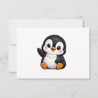 Carte De Remerciements Bébé manchot mignon faisant signe Personnage de de