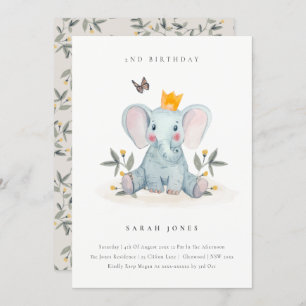 Carte De Remerciements Bébé mignon Foliage éléphant N'importe quel âge An