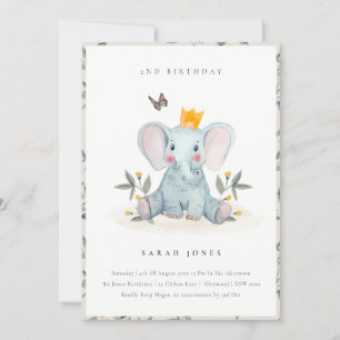 Carte De Remerciements Bébé mignon Foliage éléphant N'importe quel âge An