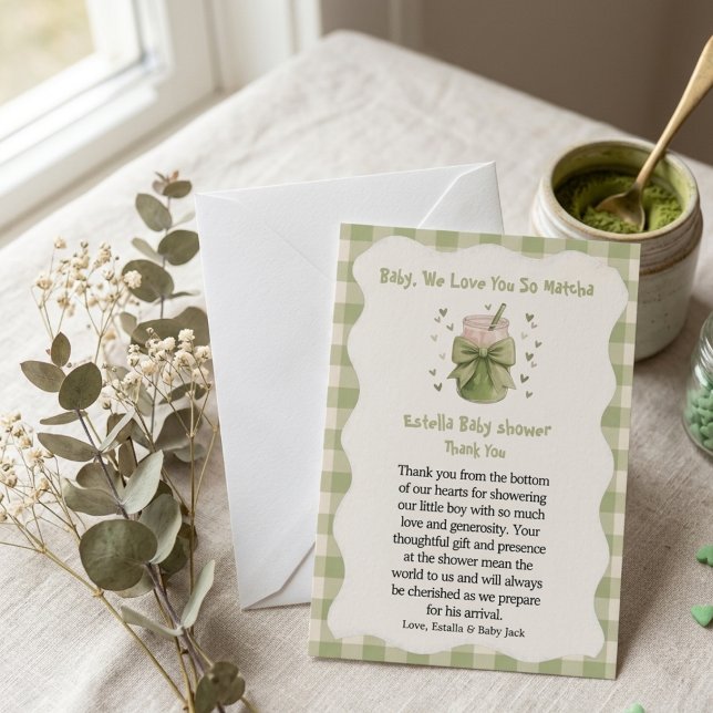 Carte De Remerciements Bébé nous t'aimons tellement thé vert matcha bow (Créateur téléchargé)