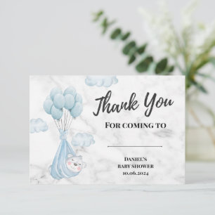 Carte De Remerciements Bébé Ours Polaire en Marbre Blanc