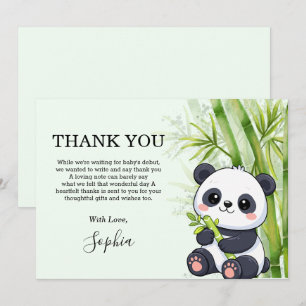 Carte De Remerciements Bébé panda ours en bambou Shower