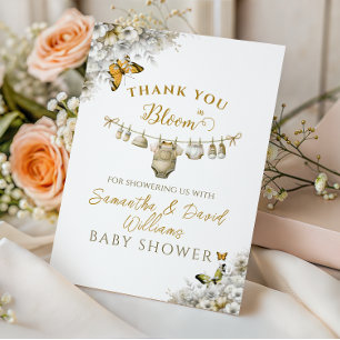 Carte De Remerciements Bébé Papillon Bohème en Fleur Baby Shower
