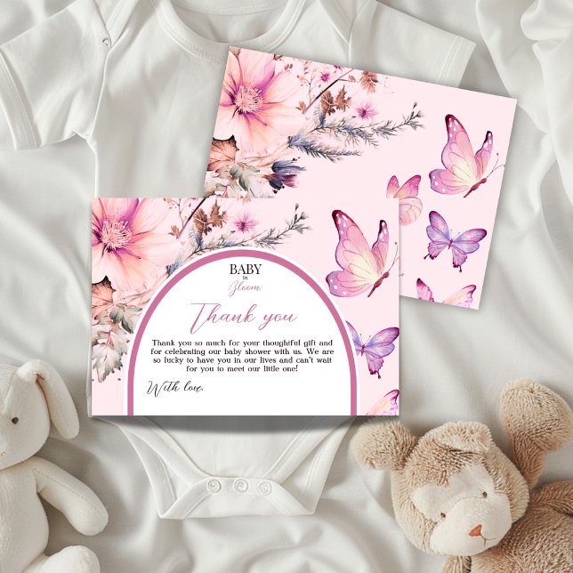 Carte De Remerciements Bébé papillon pourpre dans le Baby shower Fille en (Créateur téléchargé)